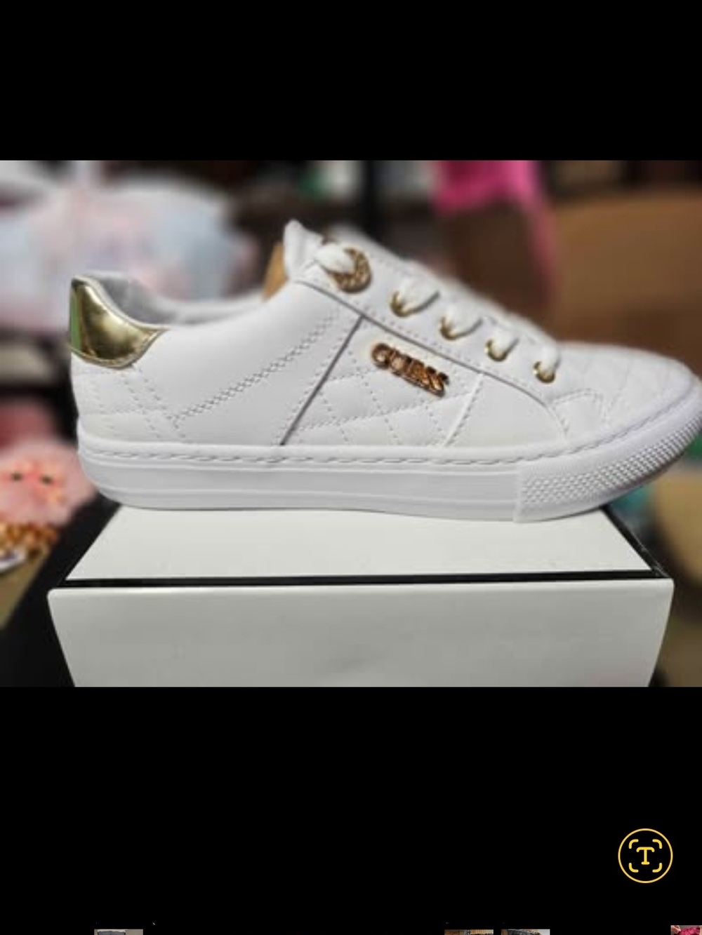 Guess White Sneakers with Gold Accents
